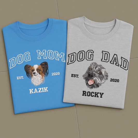 DOG MOM / DOG DAD - Koszulka z podobizną twojego pupila i napisem